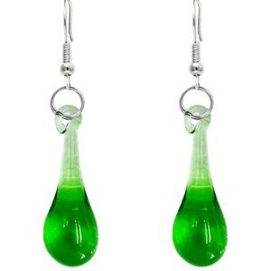 Handmade Green Glass Teardrop Earrings
